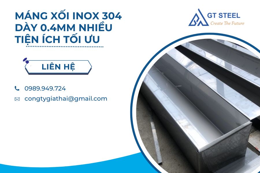 Máng Xối Inox 304 Dày 0.4 mm - Nhiều Tiện Ích Tối Ưu