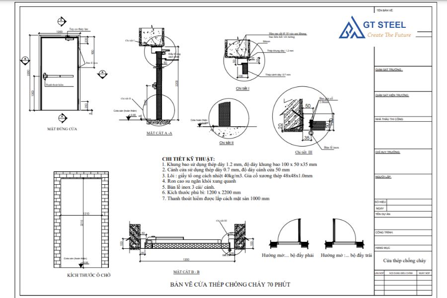 Tìm Hiểu Bản Vẽ Cửa Thép Chống Cháy An Toàn